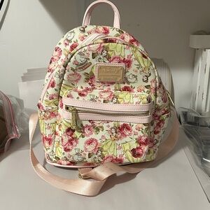 Loungefly Beauty and the Beast Pink Floral Backpack